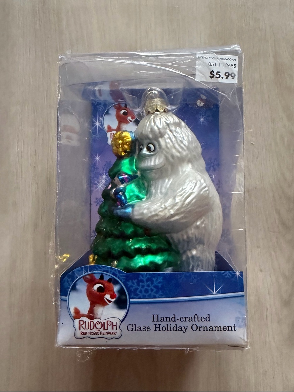 Vintage Kurt Adler Rudolph Yeti Bumble Abominable Snowman 5” Glass Ornament